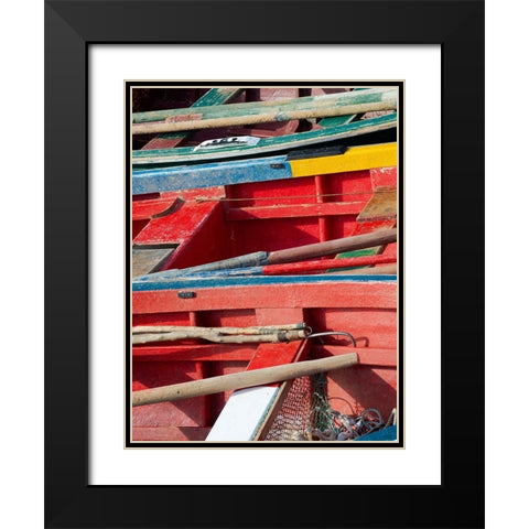 Harbor with traditional colorful fishing boats Town Ponta do Sol-Island Santo Antao-Cape Verde Black Modern Wood Framed Art Print with Double Matting by Zwick, Martin