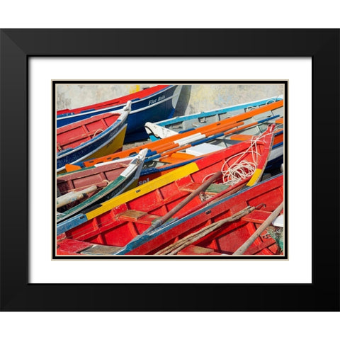 Harbor with traditional colorful fishing boats Town Ponta do Sol-Island Santo Antao-Cape Verde Black Modern Wood Framed Art Print with Double Matting by Zwick, Martin