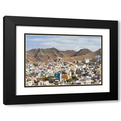 City view City Mindelo-a seaport on the island Sao Vicente-Cape Verde Africa Black Modern Wood Framed Art Print with Double Matting by Zwick, Martin