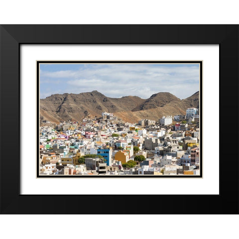 City view City Mindelo-a seaport on the island Sao Vicente-Cape Verde Africa Black Modern Wood Framed Art Print with Double Matting by Zwick, Martin