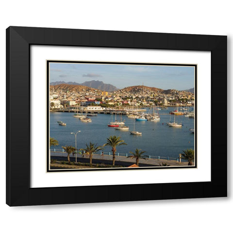 City Mindelo-a seaport on the island Sao Vicente-Cape Verde Africa Black Modern Wood Framed Art Print with Double Matting by Zwick, Martin
