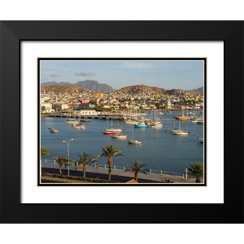 City Mindelo-a seaport on the island Sao Vicente-Cape Verde Africa Black Modern Wood Framed Art Print with Double Matting by Zwick, Martin