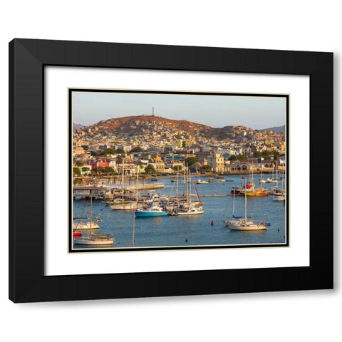 City Mindelo-a seaport on the island Sao Vicente-Cape Verde Africa Black Modern Wood Framed Art Print with Double Matting by Zwick, Martin