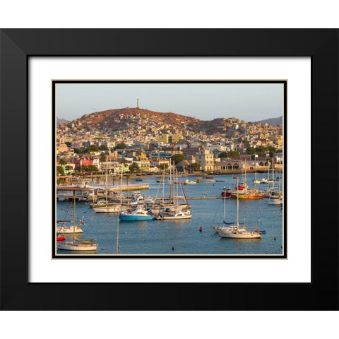 City Mindelo-a seaport on the island Sao Vicente-Cape Verde Africa Black Modern Wood Framed Art Print with Double Matting by Zwick, Martin