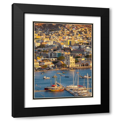 City Mindelo-a seaport on the island Sao Vicente-Cape Verde Africa Black Modern Wood Framed Art Print with Double Matting by Zwick, Martin
