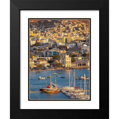 City Mindelo-a seaport on the island Sao Vicente-Cape Verde Africa Black Modern Wood Framed Art Print with Double Matting by Zwick, Martin
