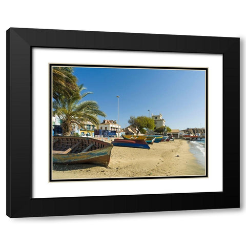 View of Marina and Porto Grande City Mindelo-a seaport on the island Sao Vicente-Cape Verde Africa Black Modern Wood Framed Art Print with Double Matting by Zwick, Martin