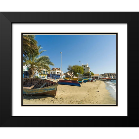 View of Marina and Porto Grande City Mindelo-a seaport on the island Sao Vicente-Cape Verde Africa Black Modern Wood Framed Art Print with Double Matting by Zwick, Martin