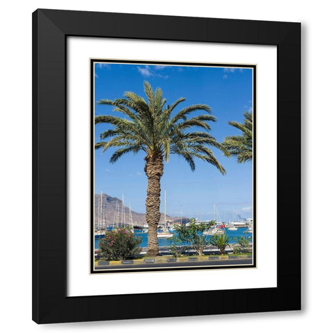 View of Marina and Porto Grande City Mindelo-a seaport on the island Sao Vicente-Cape Verde Africa Black Modern Wood Framed Art Print with Double Matting by Zwick, Martin