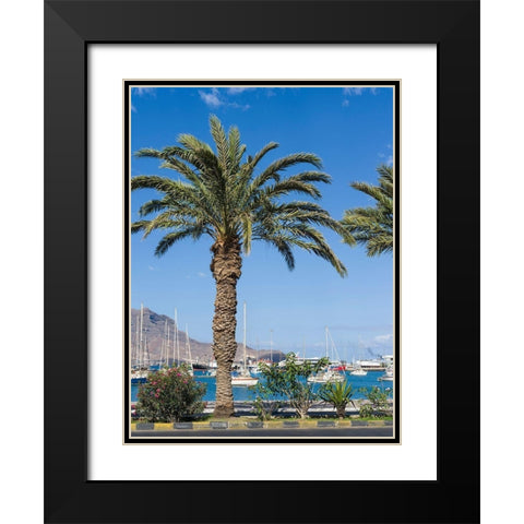 View of Marina and Porto Grande City Mindelo-a seaport on the island Sao Vicente-Cape Verde Africa Black Modern Wood Framed Art Print with Double Matting by Zwick, Martin