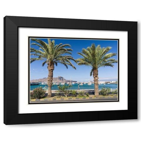 View of Marina and Porto Grande City Mindelo-a seaport on the island Sao Vicente-Cape Verde Africa Black Modern Wood Framed Art Print with Double Matting by Zwick, Martin