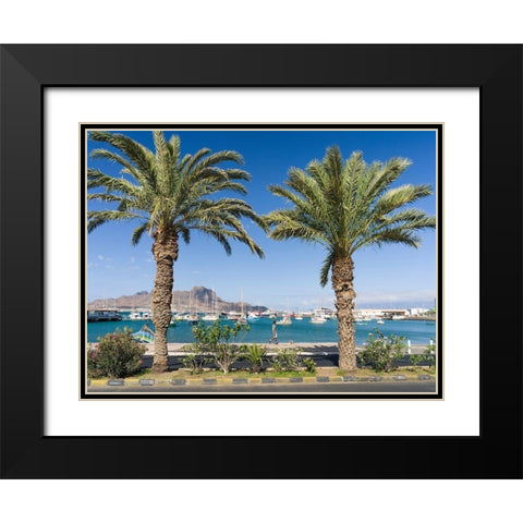 View of Marina and Porto Grande City Mindelo-a seaport on the island Sao Vicente-Cape Verde Africa Black Modern Wood Framed Art Print with Double Matting by Zwick, Martin