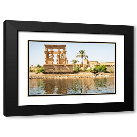 Upper Egypt-Aswan between the two dams-Philae Temple of Isis-Trajans Kiosk-aka The Hypaethral Temple Black Modern Wood Framed Art Print with Double Matting by Jones, Alison