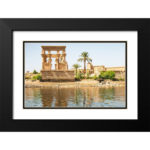 Upper Egypt-Aswan between the two dams-Philae Temple of Isis-Trajans Kiosk-aka The Hypaethral Temple Black Modern Wood Framed Art Print with Double Matting by Jones, Alison