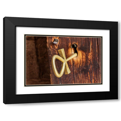 Africa-Egypt-Abu Simbel A key to a temple door in the shape of an Ankh Black Modern Wood Framed Art Print with Double Matting by Wilson, Emily