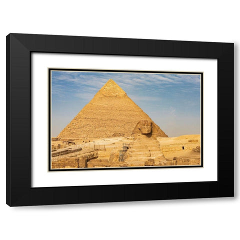 Africa-Egypt-Cairo Giza plateau Great Sphinx of Giza in front of the Pyramid of Khafre Black Modern Wood Framed Art Print with Double Matting by Wilson, Emily