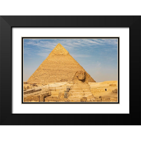 Africa-Egypt-Cairo Giza plateau Great Sphinx of Giza in front of the Pyramid of Khafre Black Modern Wood Framed Art Print with Double Matting by Wilson, Emily