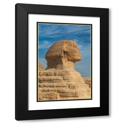 Africa-Egypt-Cairo Giza plateau Great Sphinx of Giza in front of the Great Pyramid of Giza Black Modern Wood Framed Art Print with Double Matting by Wilson, Emily