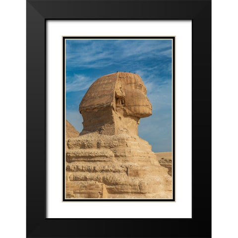 Africa-Egypt-Cairo Giza plateau Great Sphinx of Giza in front of the Great Pyramid of Giza Black Modern Wood Framed Art Print with Double Matting by Wilson, Emily