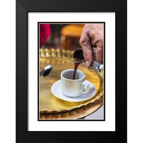 Africa-Egypt-Cairo Egyptian coffee being served traditionally at a coffee shop in Cairo Black Modern Wood Framed Art Print with Double Matting by Wilson, Emily