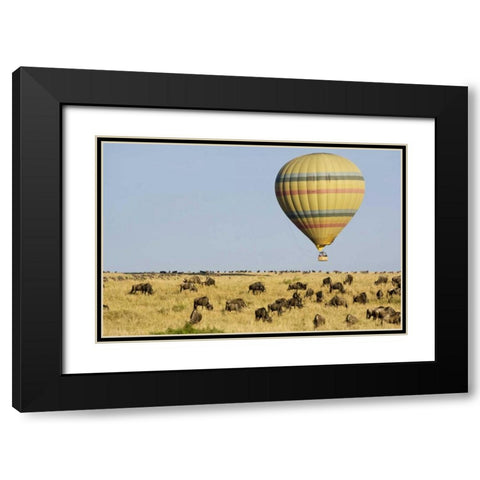 Kenya, Masai Mara Tourists ride hot air balloon Black Modern Wood Framed Art Print with Double Matting by Kirkland, Dennis