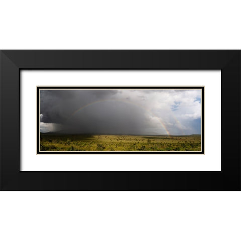 A rainbow over the savannah-Tsavo-Kenya Black Modern Wood Framed Art Print with Double Matting by Pitamitz, Sergio