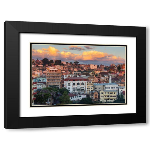 Madagascar-Antananarivo Sunset over the city Black Modern Wood Framed Art Print with Double Matting by Hogstrom, Inger