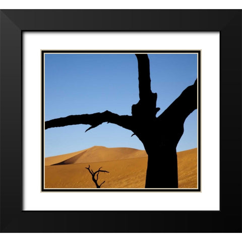 Namibia, Sossusvlei Dead trees with sand dune Black Modern Wood Framed Art Print with Double Matting by Kaveney, Wendy