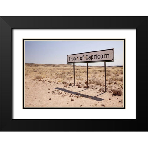 Namibia Sign marks the Tropic of Capricorn Black Modern Wood Framed Art Print with Double Matting by Kaveney, Wendy