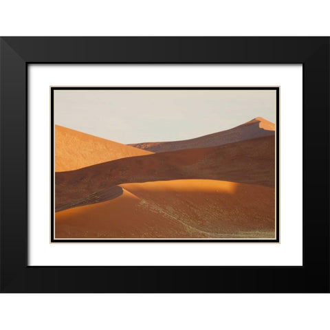 Namibia, Sossusvlei Sunrise over the sand dunes Black Modern Wood Framed Art Print with Double Matting by Kaveney, Wendy