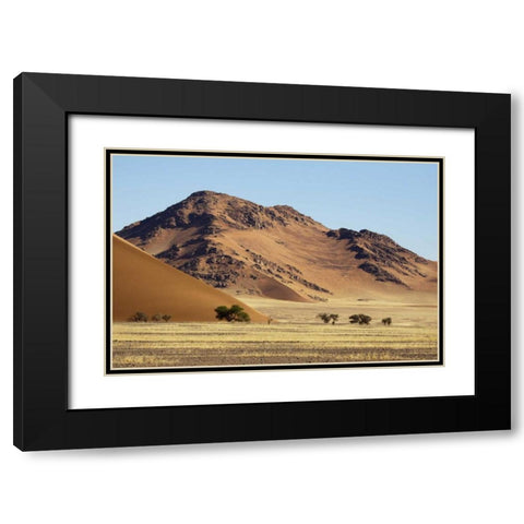 Namibia, Sossusvlei Sand dune and mountain Black Modern Wood Framed Art Print with Double Matting by Kaveney, Wendy