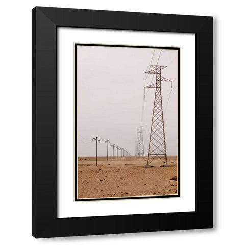 Namibia, Swakopmund Power and telephone lines Black Modern Wood Framed Art Print with Double Matting by Kaveney, Wendy