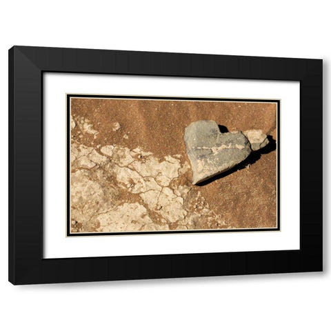 Namibia, Namib-Naukluft Park Heart-shaped rock Black Modern Wood Framed Art Print with Double Matting by Kaveney, Wendy