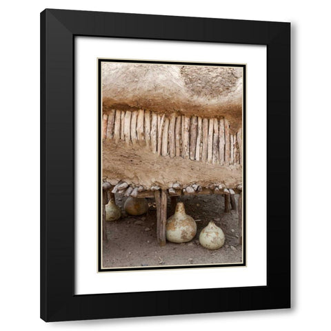 Namibia, Opuwo Gourds under food storage hut Black Modern Wood Framed Art Print with Double Matting by Kaveney, Wendy