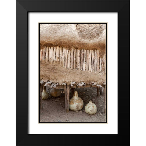 Namibia, Opuwo Gourds under food storage hut Black Modern Wood Framed Art Print with Double Matting by Kaveney, Wendy