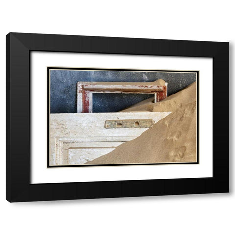 Namibia, Kolmanskop Door and window frame Black Modern Wood Framed Art Print with Double Matting by Kaveney, Wendy