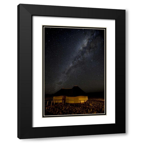 Namibia, Namib-Naukluft Park Hut and Milky Way Black Modern Wood Framed Art Print with Double Matting by Kaveney, Wendy