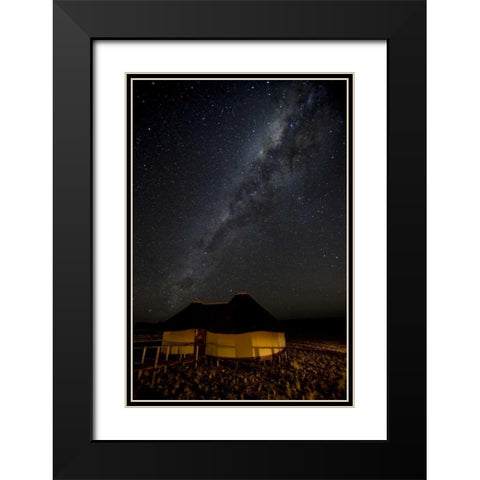 Namibia, Namib-Naukluft Park Hut and Milky Way Black Modern Wood Framed Art Print with Double Matting by Kaveney, Wendy