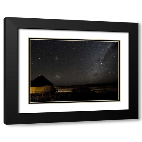 Namibia, Namib-Naukluft Park, Milky Way over Hut Black Modern Wood Framed Art Print with Double Matting by Kaveney, Wendy