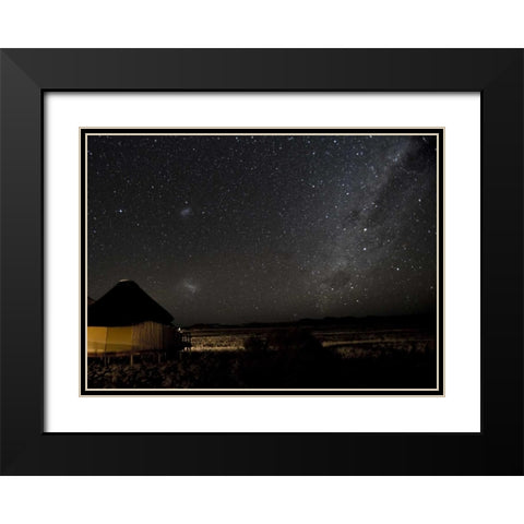 Namibia, Namib-Naukluft Park, Milky Way over Hut Black Modern Wood Framed Art Print with Double Matting by Kaveney, Wendy