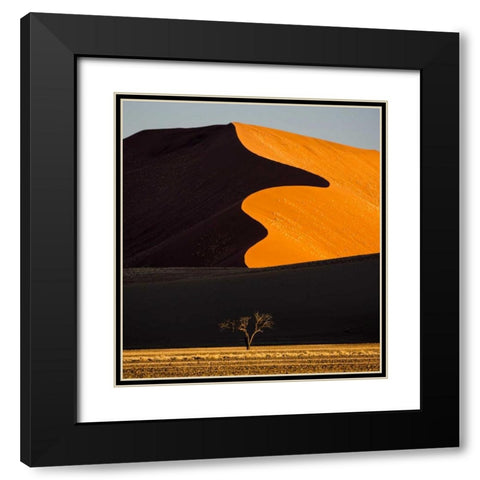 Namibia, Namib-Naukluft NP Abstract of sand dune Black Modern Wood Framed Art Print with Double Matting by Young, Bill