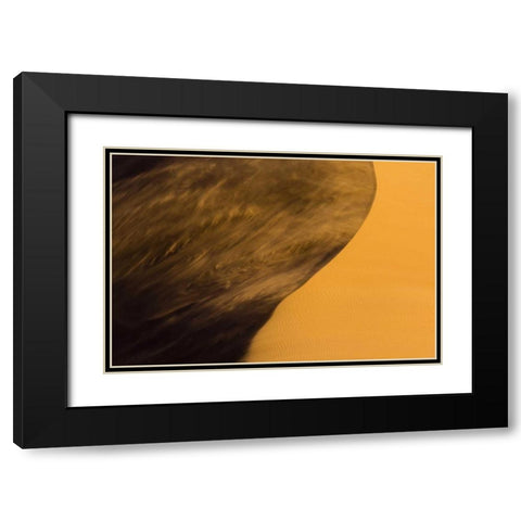 Namibia, Namib-Naukluft NP Blowing sand on dune Black Modern Wood Framed Art Print with Double Matting by Young, Bill