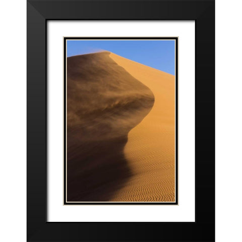 Namibia, Namib-Naukluft NP Blowing sand on dune Black Modern Wood Framed Art Print with Double Matting by Young, Bill