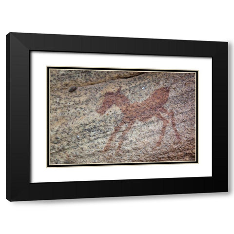 Rock art of zebra, Sevilla Trail, South Africa Black Modern Wood Framed Art Print with Double Matting by Kaveney, Wendy