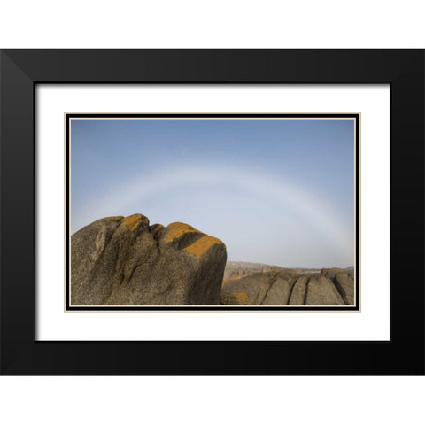 South Boulderbaai Rock resembles Human head Black Modern Wood Framed Art Print with Double Matting by Young, Bill