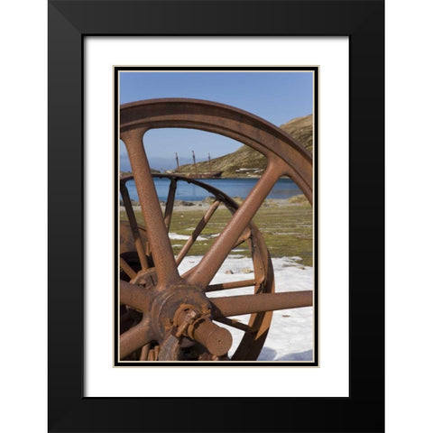 South Georgia Isl, Rusty whaling machinery Black Modern Wood Framed Art Print with Double Matting by Paulson, Don