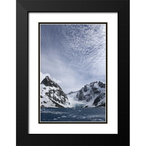 South Georgia Island Dryglaski Fjord and clouds Black Modern Wood Framed Art Print with Double Matting by Paulson, Don