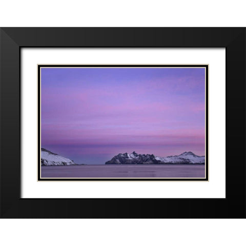 South Georgia Island, Leith Harbor Pink Sunrise Black Modern Wood Framed Art Print with Double Matting by Paulson, Don