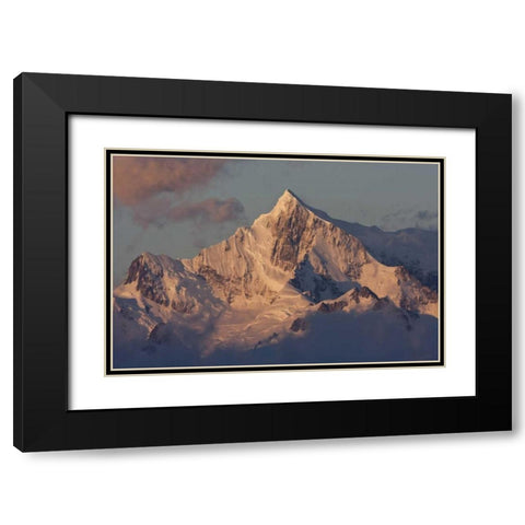 South Georgia, Snowy mountain peak at dawn Black Modern Wood Framed Art Print with Double Matting by Young, Bill