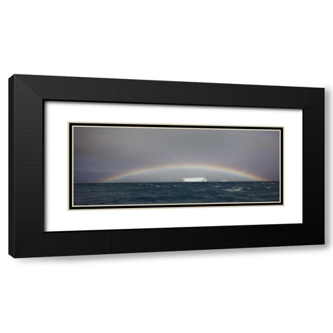 Antarctica, A tabular iceberg under a low rainbow Black Modern Wood Framed Art Print with Double Matting by Grall, Don